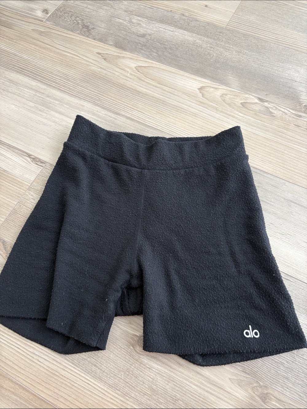 ALO Yoga Black Terry High-Rise Bike Shorts